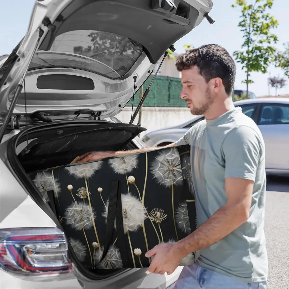 Extra Large Moving Bags Dandelion Floral Flower Storage Bags with Handles and Zippers Large Packing Bags for Space Saving Storage Totes Moving Supplies