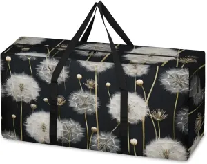 Extra Large Moving Bags Dandelion Floral Flower Storage Bags with Handles and Zippers Large Packing Bags for Space Saving Storage Totes Moving Supplies
