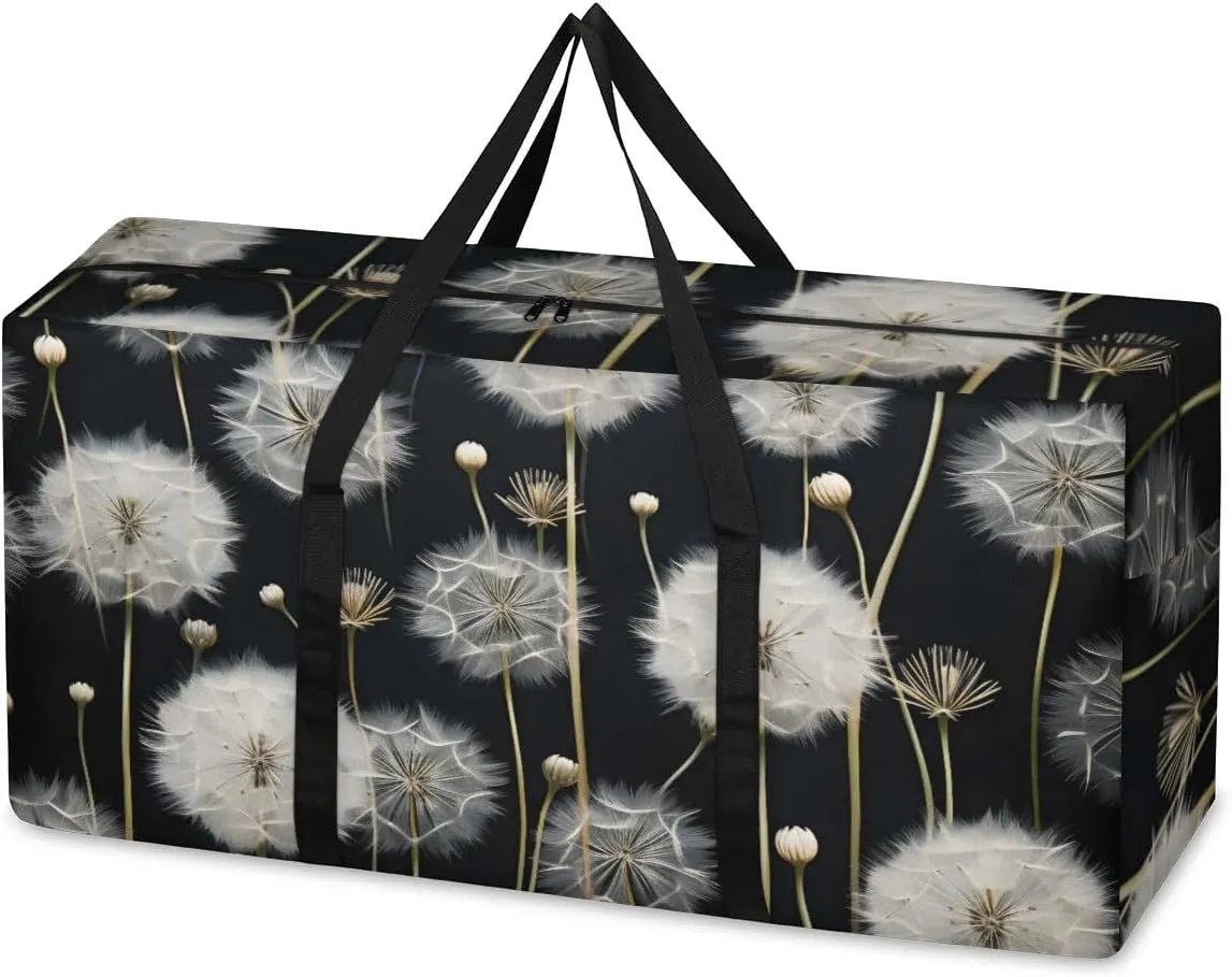 Extra Large Moving Bags Dandelion Floral Flower Storage Bags with Handles and Zippers Large Packing Bags for Space Saving Storage Totes Moving Supplies