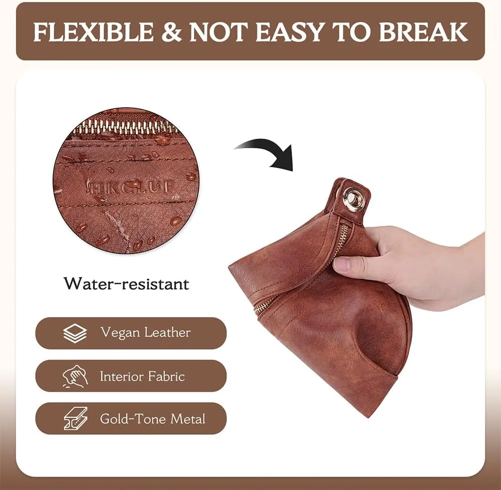 Fanny Pack Crossbody Bags for Women Vegan Leather Belt Bag Waist Pack Causal Chest Bum Bag With 2 Straps Brown