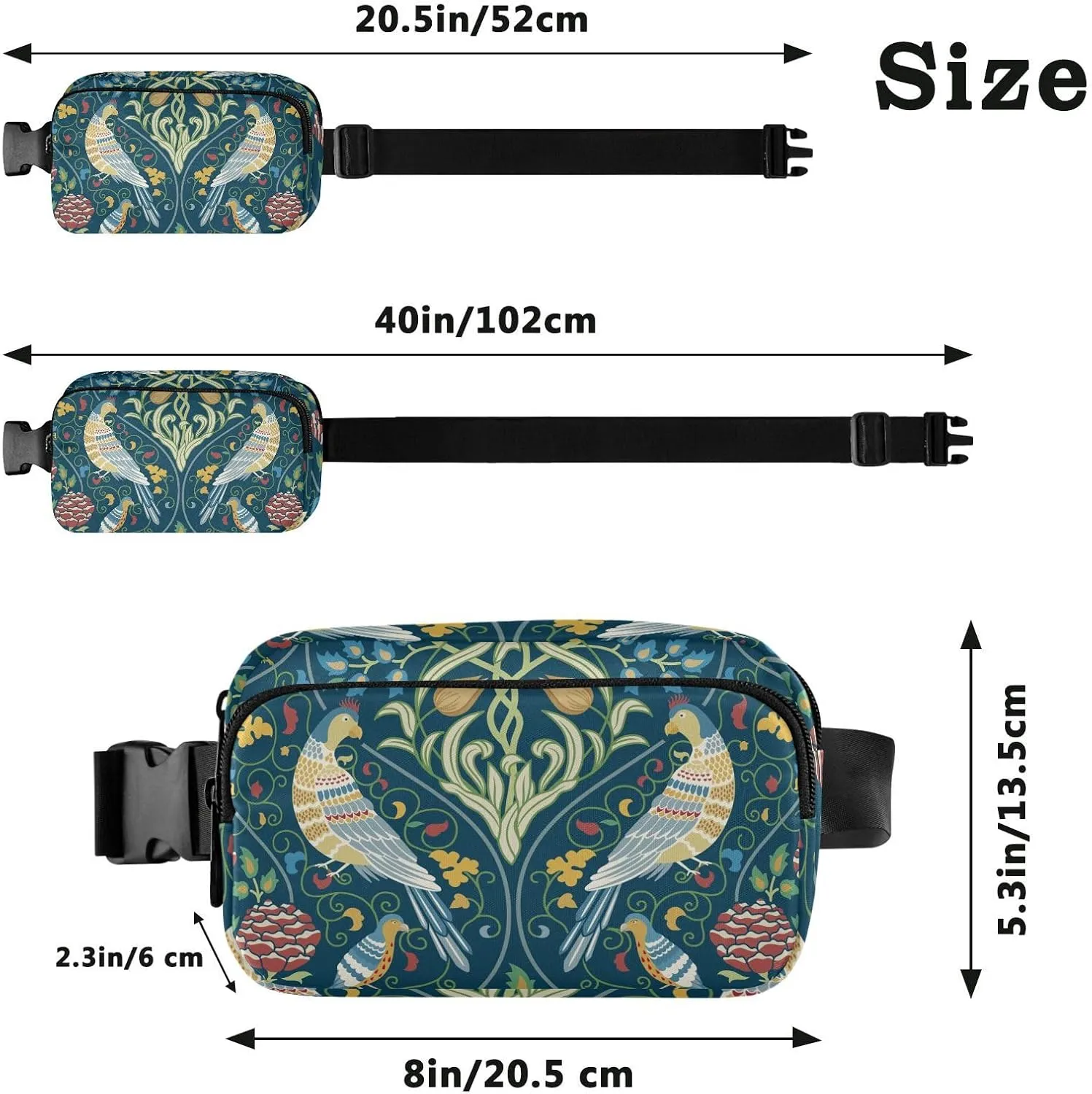 Fanny Pack for Men Women Crossbody Bag Belt Bag Nylon Waterproof Fashion Waist Packs Running Hiking Sports Bags Travel Side Bag Bird