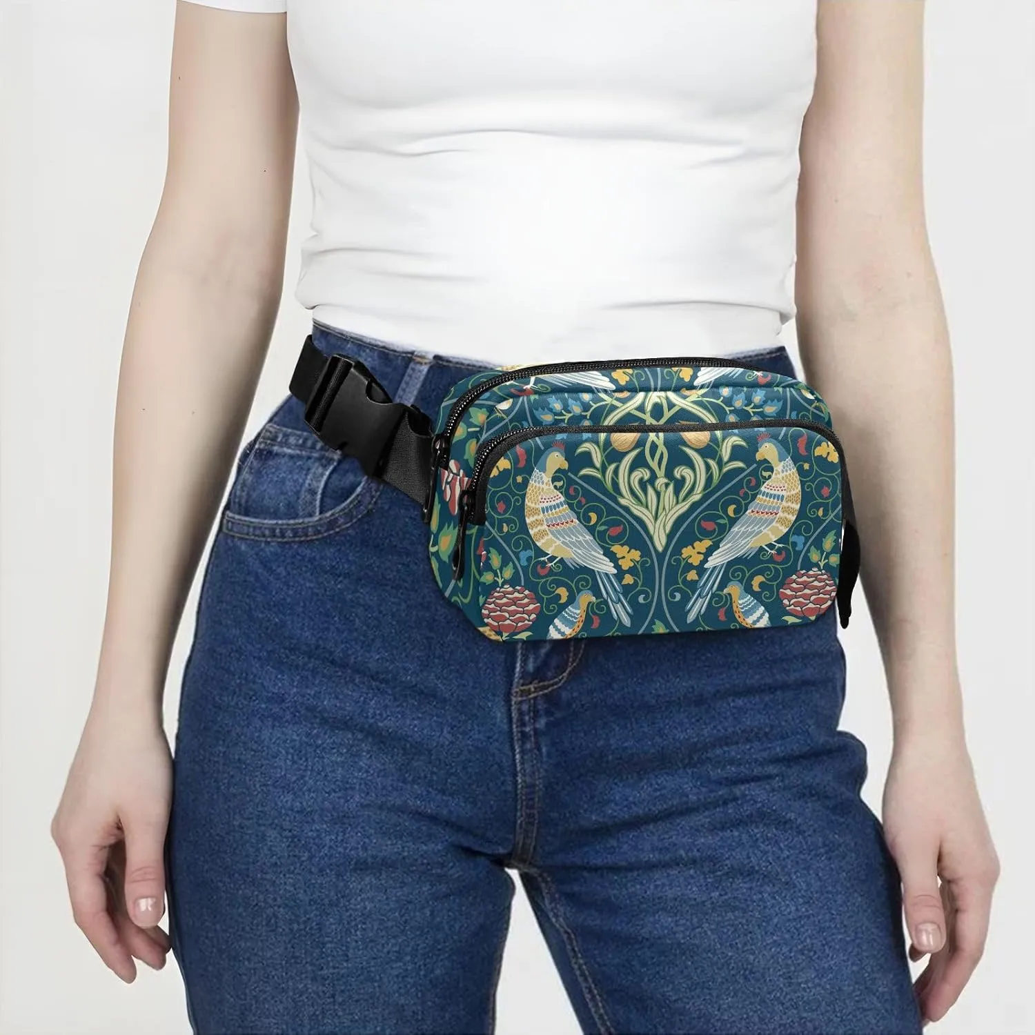 Fanny Pack for Men Women Crossbody Bag Belt Bag Nylon Waterproof Fashion Waist Packs Running Hiking Sports Bags Travel Side Bag Bird