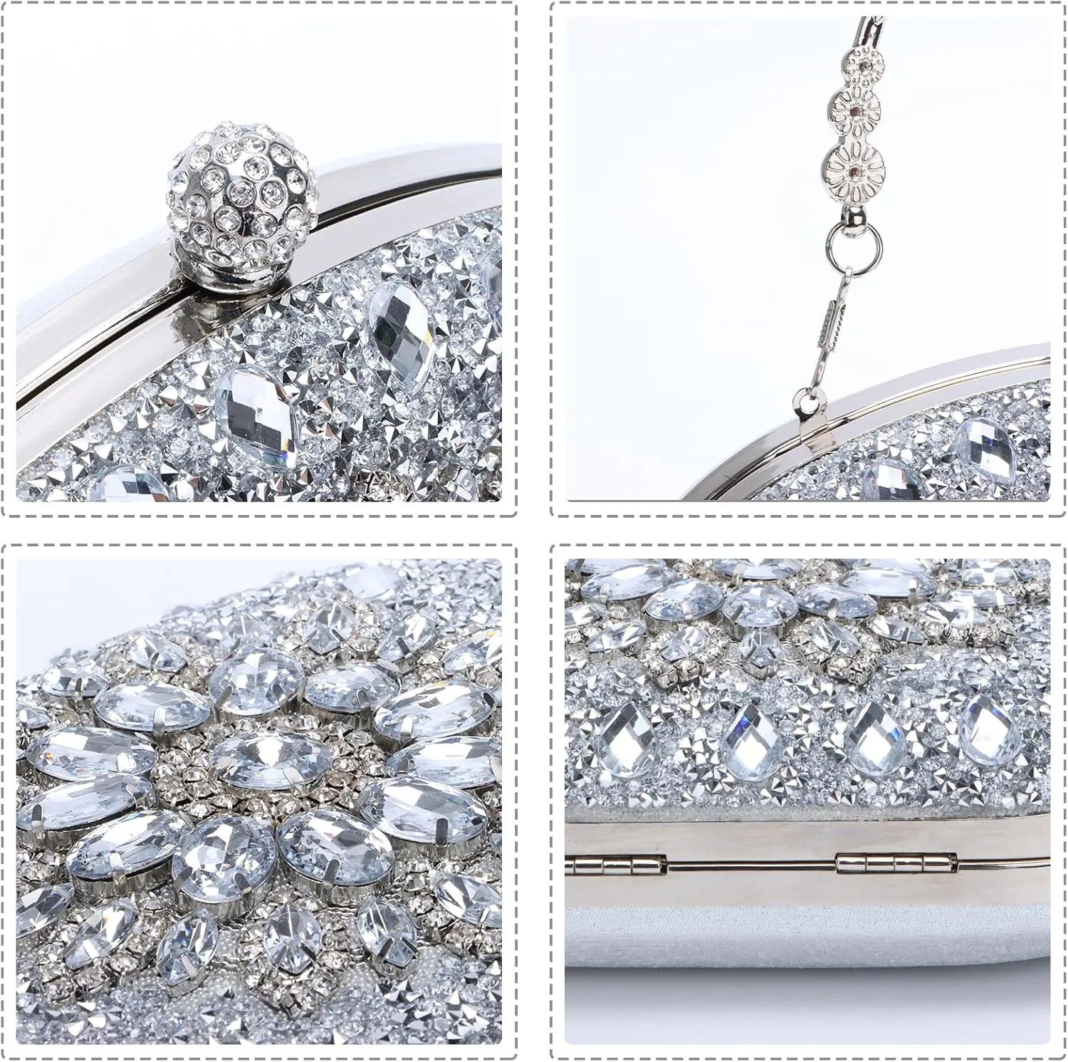 Fecialy Clutch Purses for Women Evening Bag Crystal Handbag Luxury Rhinestone Clutch for Wedding Party