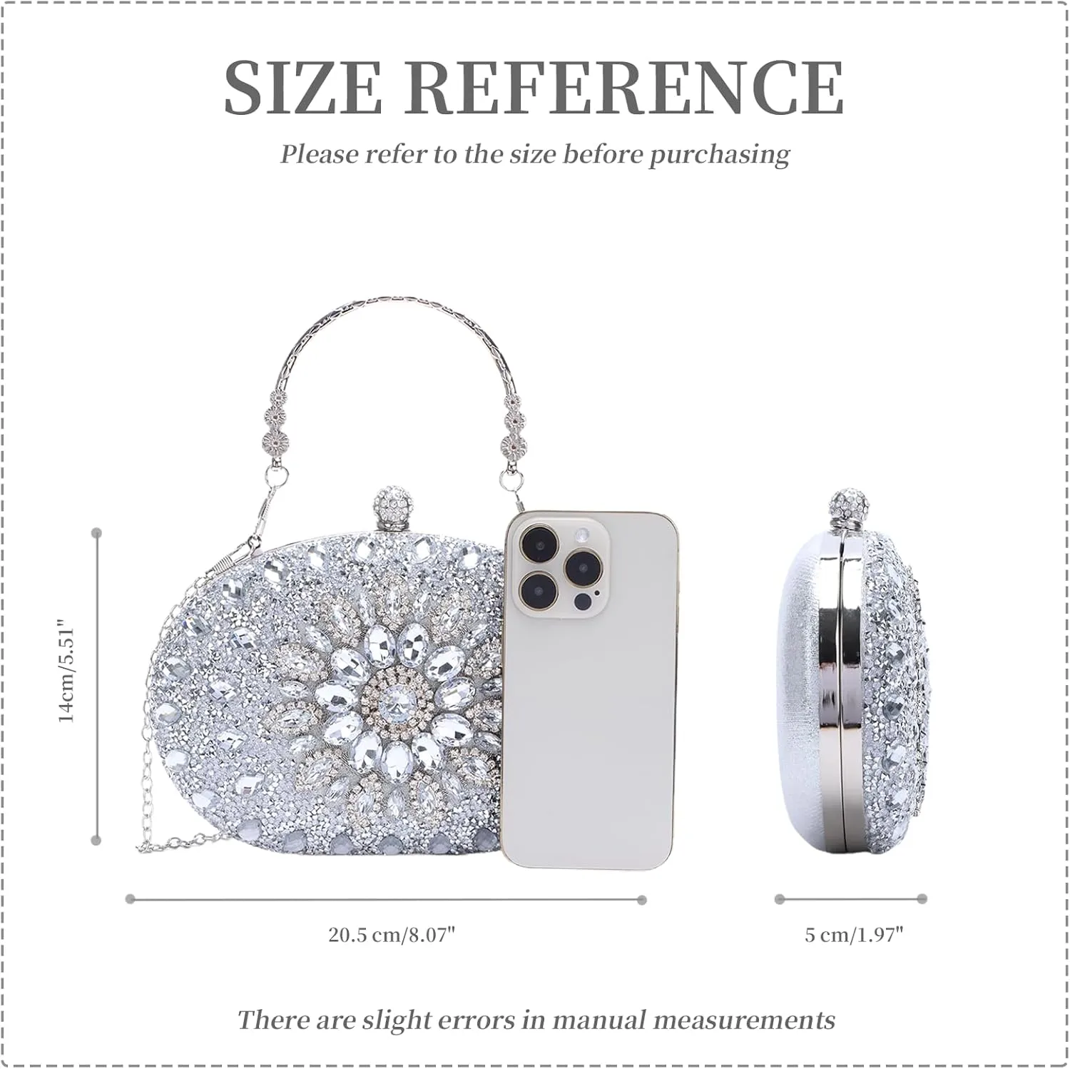 Fecialy Clutch Purses for Women Evening Bag Crystal Handbag Luxury Rhinestone Clutch for Wedding Party