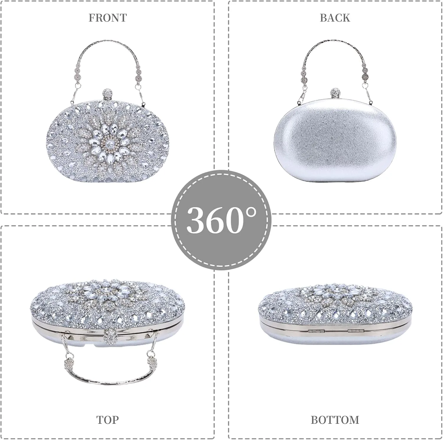 Fecialy Clutch Purses for Women Evening Bag Crystal Handbag Luxury Rhinestone Clutch for Wedding Party