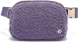 FODOKO Sherpa Belt Bag, Fleece Crossbody Bag Fanny Pack for Women Fashionable Everywhere Waist Bum Bag Pack with Hardware Buckle (Purple)