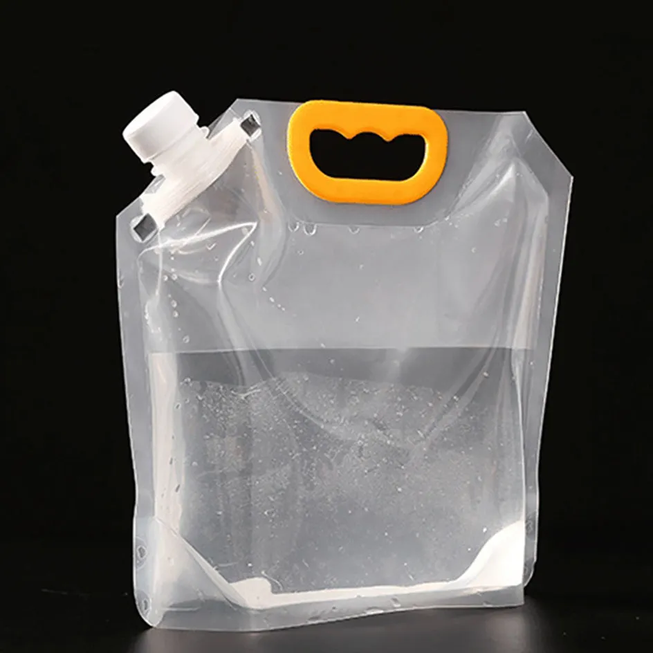 Foldable Transparent Stand-Up Plastic Beer Juice Milk Bag for Outdoor Camping Hiking - Portable Water Bags
