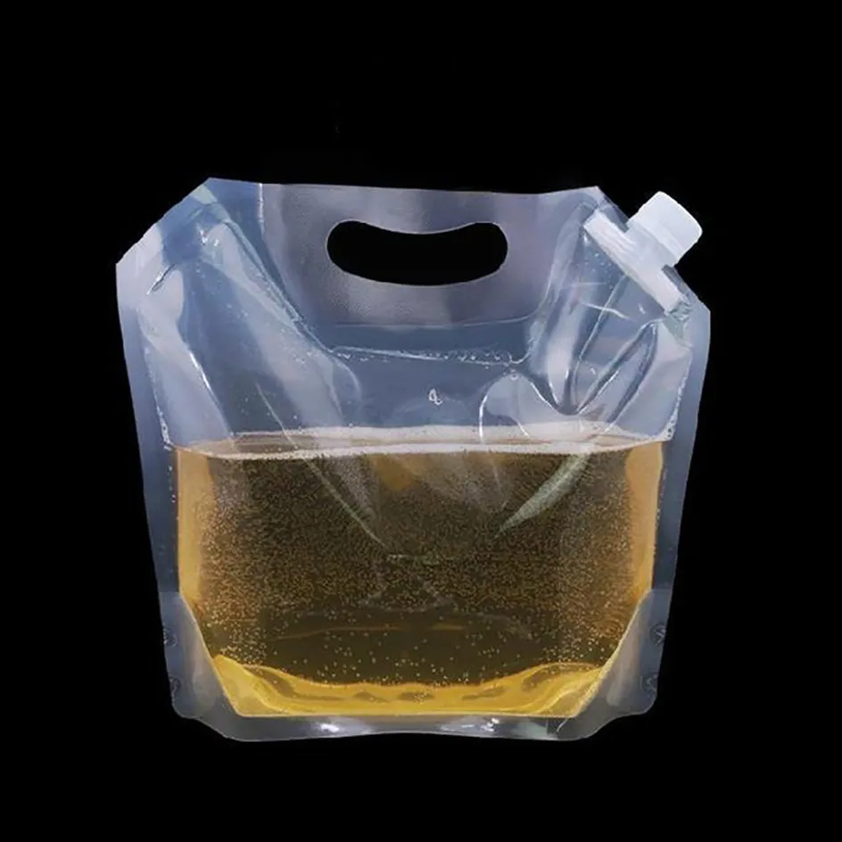 Foldable Transparent Stand-Up Plastic Beer Juice Milk Bag for Outdoor Camping Hiking - Portable Water Bags