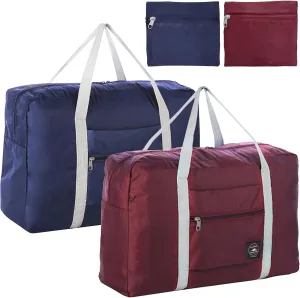 Foldable Travel Duffel Bags 2PCS Tote Carry On Luggage Spirit Airlines Personal Item Sports Gym Weekender Overnight Bags for Women and Men (Red Blue)