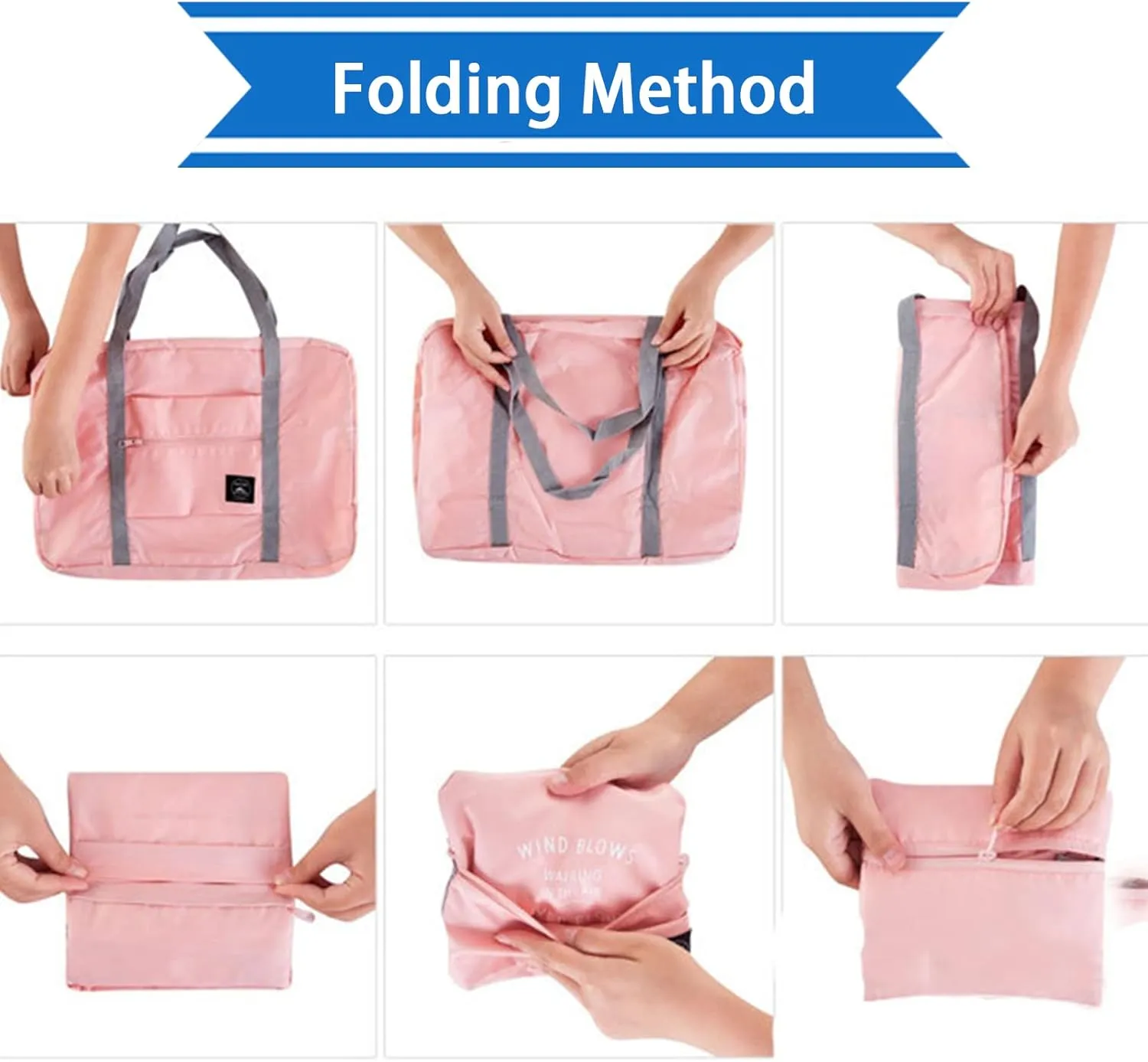 Foldable Travel Duffel Bags 2PCS Tote Carry On Luggage Spirit Airlines Personal Item Sports Gym Weekender Overnight Bags for Women and Men (Red Blue)