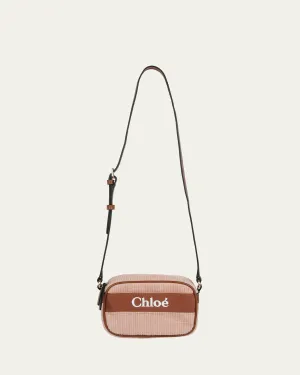 Girl's Faux Shearling Logo Crossbody Bag
