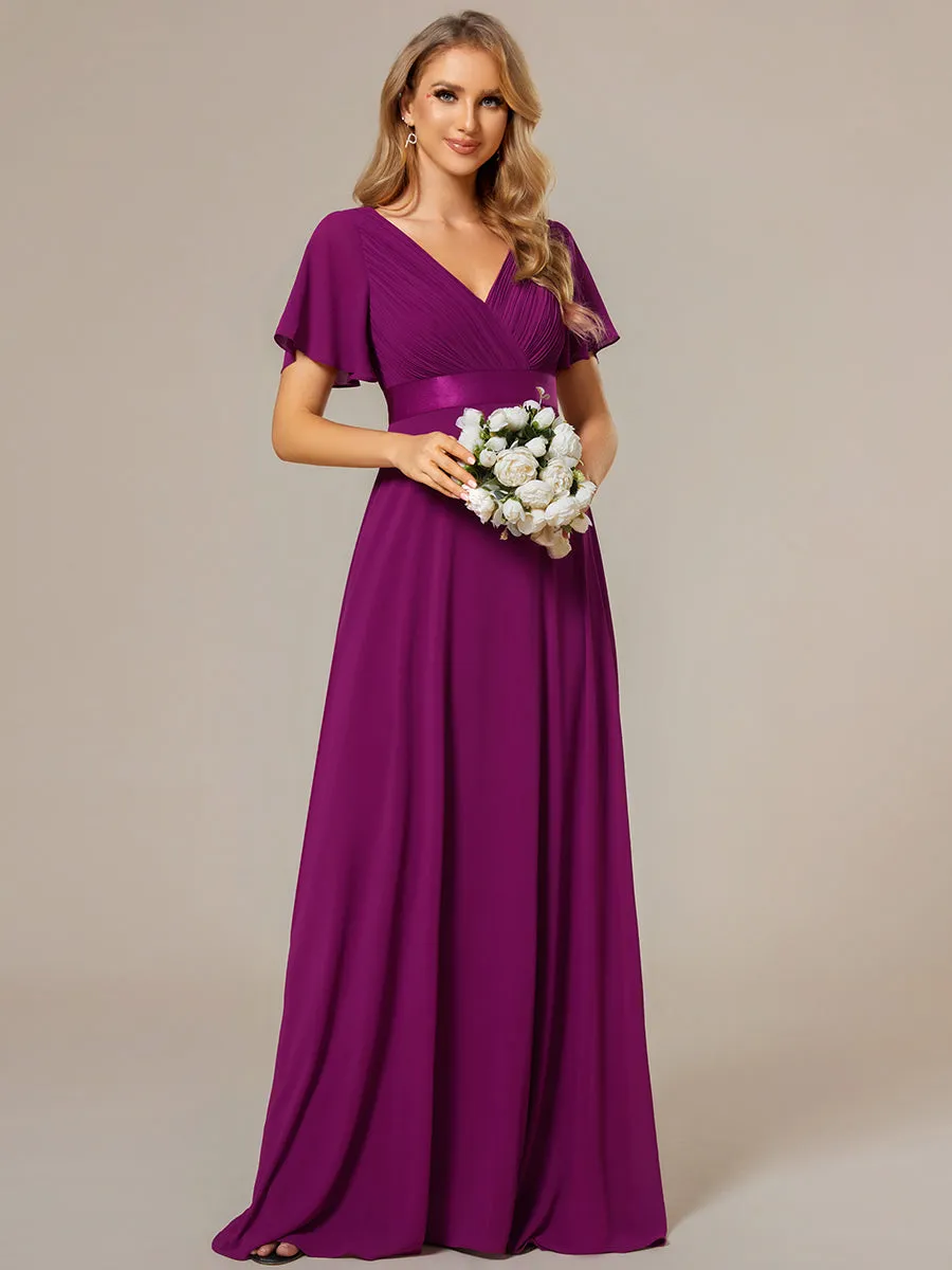Glamorous Pretty Double V-Neck Ruffles Padded Wholesale Evening Dresses EP09890