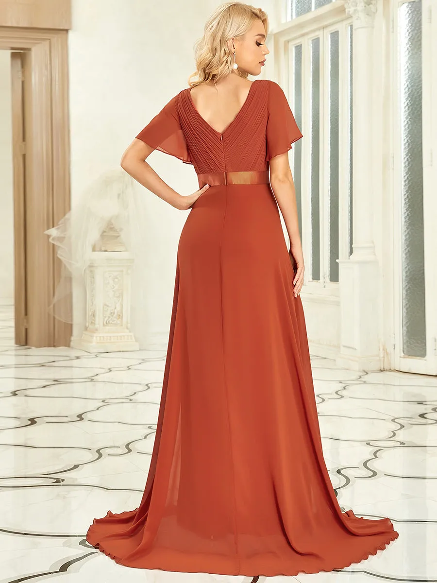 Glamorous Pretty Double V-Neck Ruffles Padded Wholesale Evening Dresses EP09890
