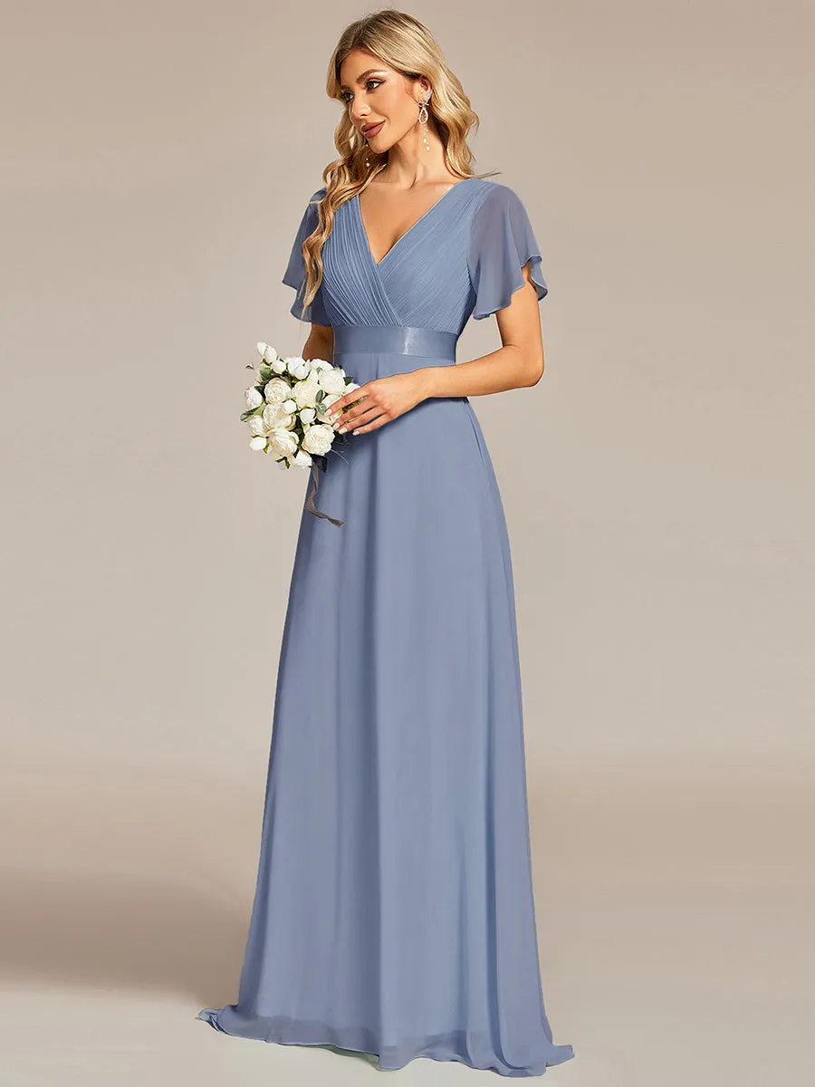 Glamorous Pretty Double V-Neck Ruffles Padded Wholesale Evening Dresses EP09890