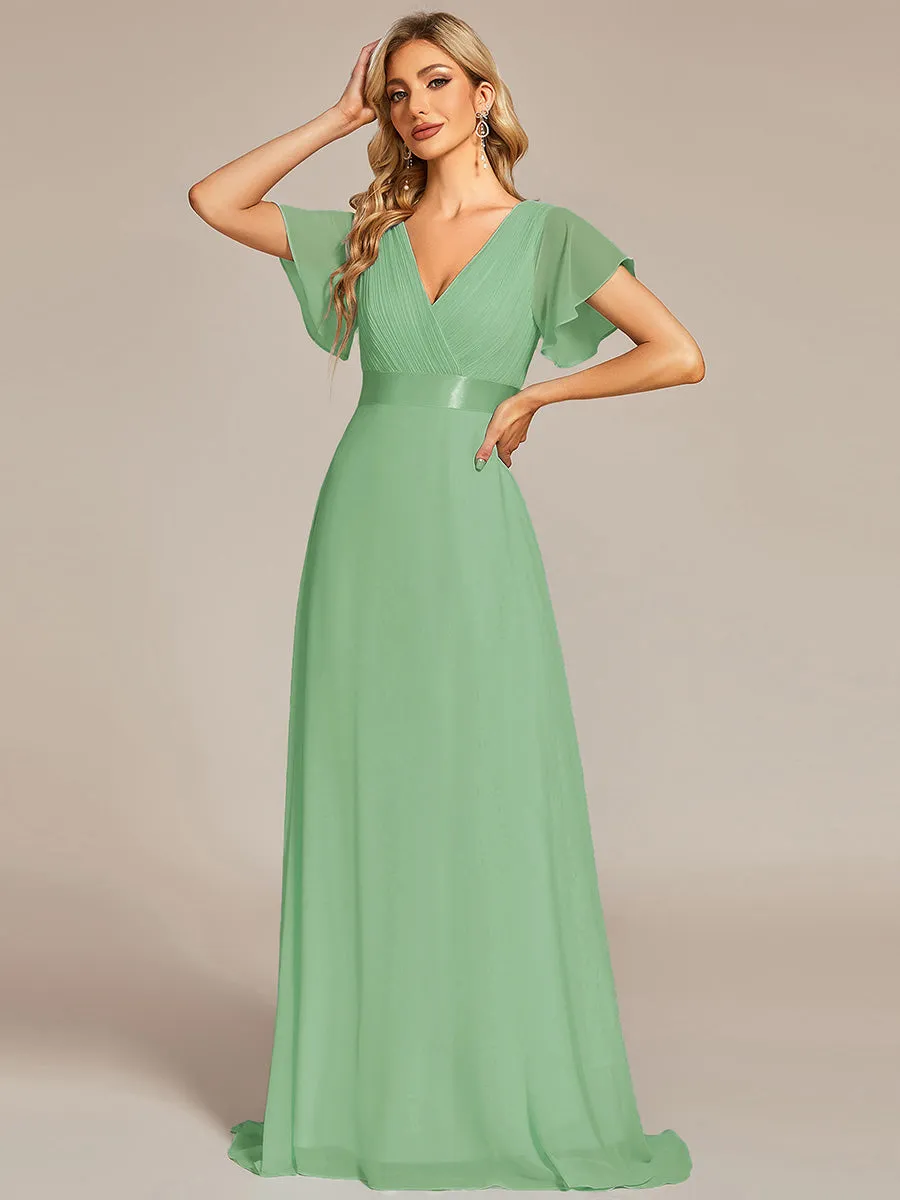 Glamorous Pretty Double V-Neck Ruffles Padded Wholesale Evening Dresses EP09890