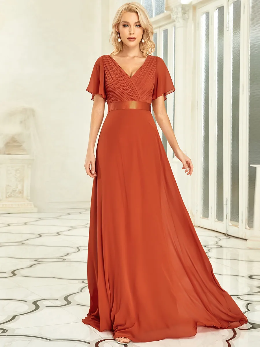 Glamorous Pretty Double V-Neck Ruffles Padded Wholesale Evening Dresses EP09890