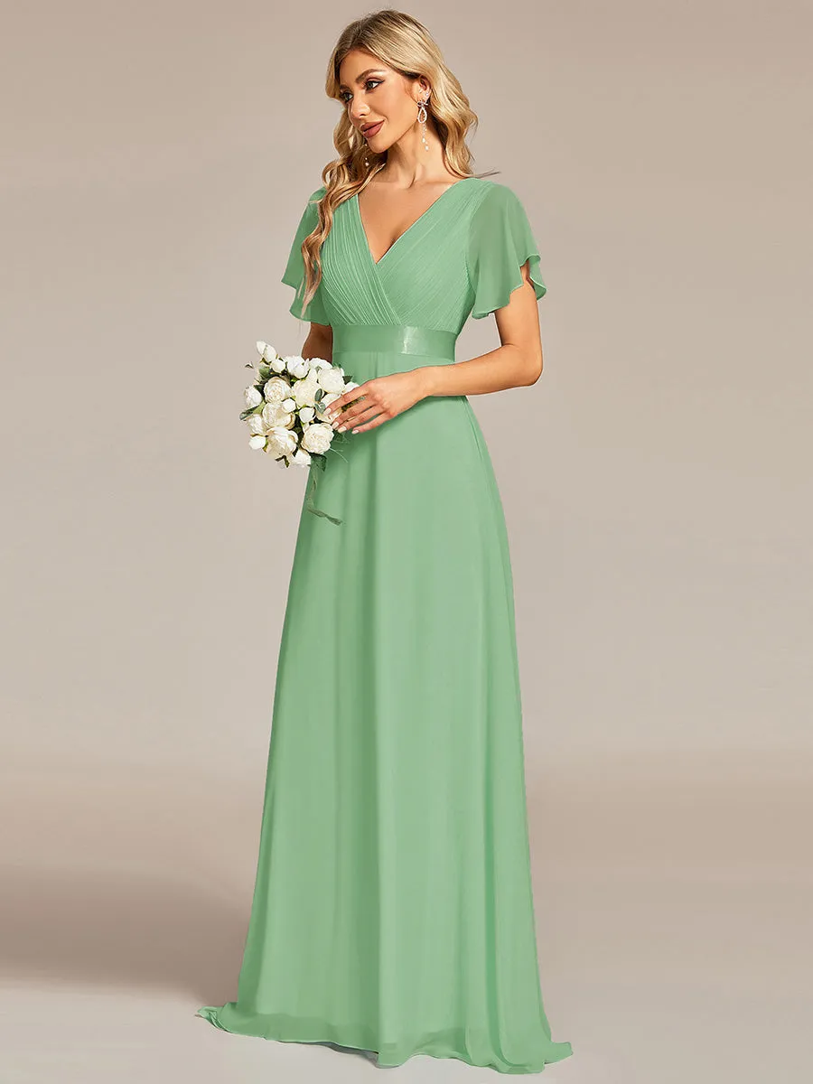 Glamorous Pretty Double V-Neck Ruffles Padded Wholesale Evening Dresses EP09890