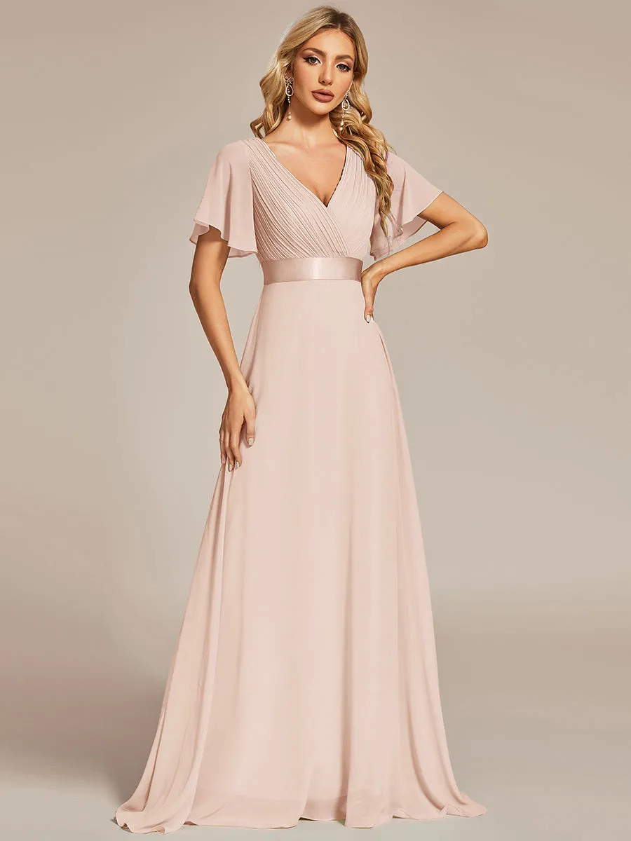 Glamorous Pretty Double V-Neck Ruffles Padded Wholesale Evening Dresses EP09890