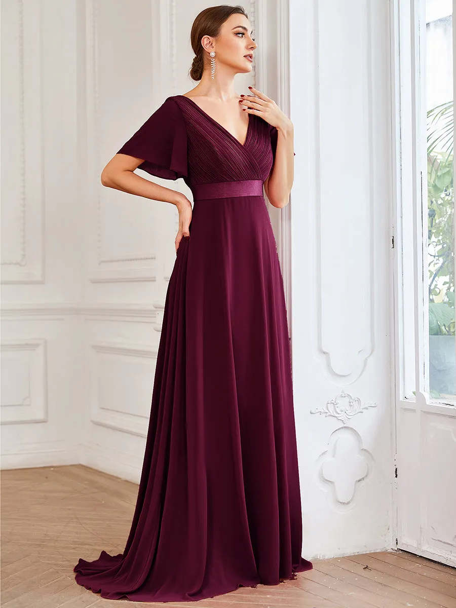 Glamorous Pretty Double V-Neck Ruffles Padded Wholesale Evening Dresses EP09890