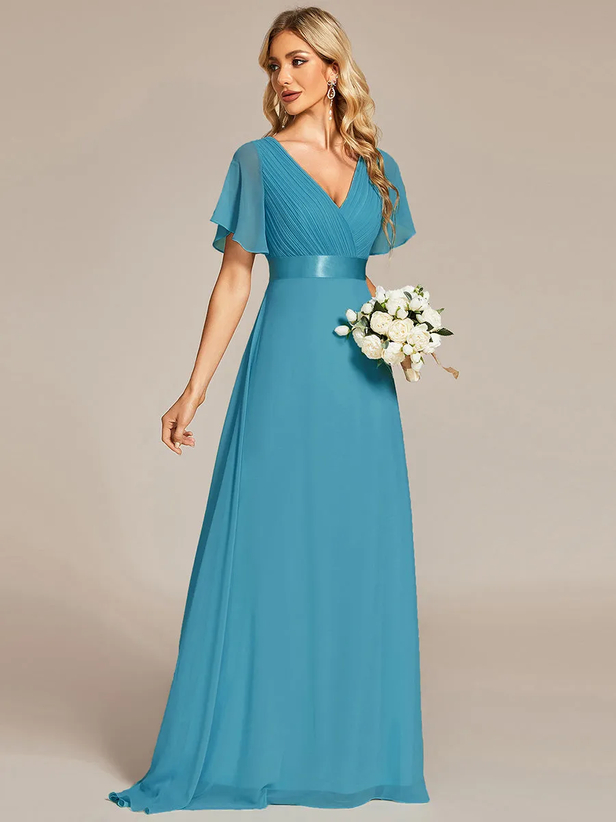 Glamorous Pretty Double V-Neck Ruffles Padded Wholesale Evening Dresses EP09890