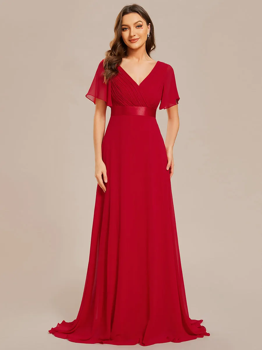 Glamorous Pretty Double V-Neck Ruffles Padded Wholesale Evening Dresses EP09890