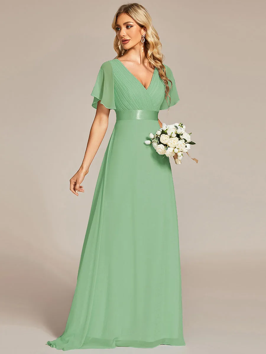 Glamorous Pretty Double V-Neck Ruffles Padded Wholesale Evening Dresses EP09890