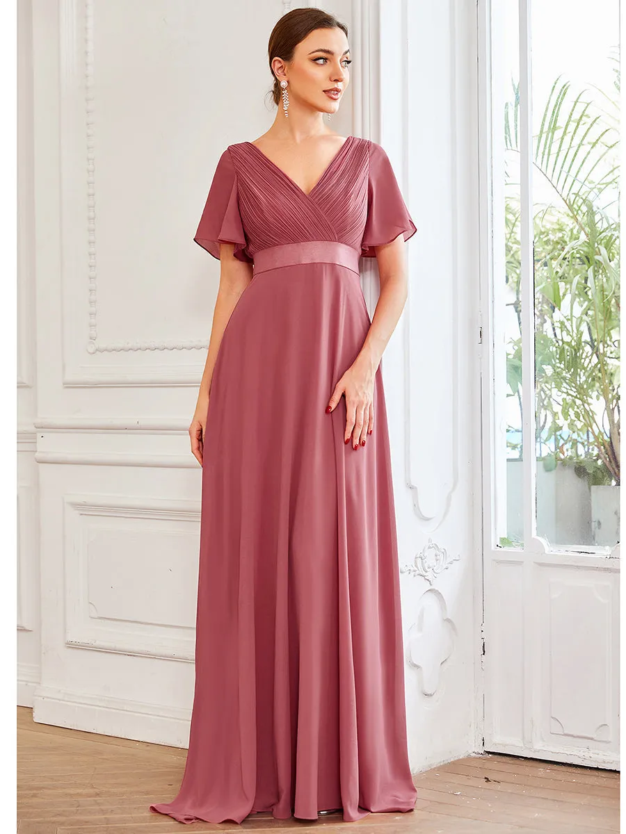Glamorous Pretty Double V-Neck Ruffles Padded Wholesale Evening Dresses EP09890