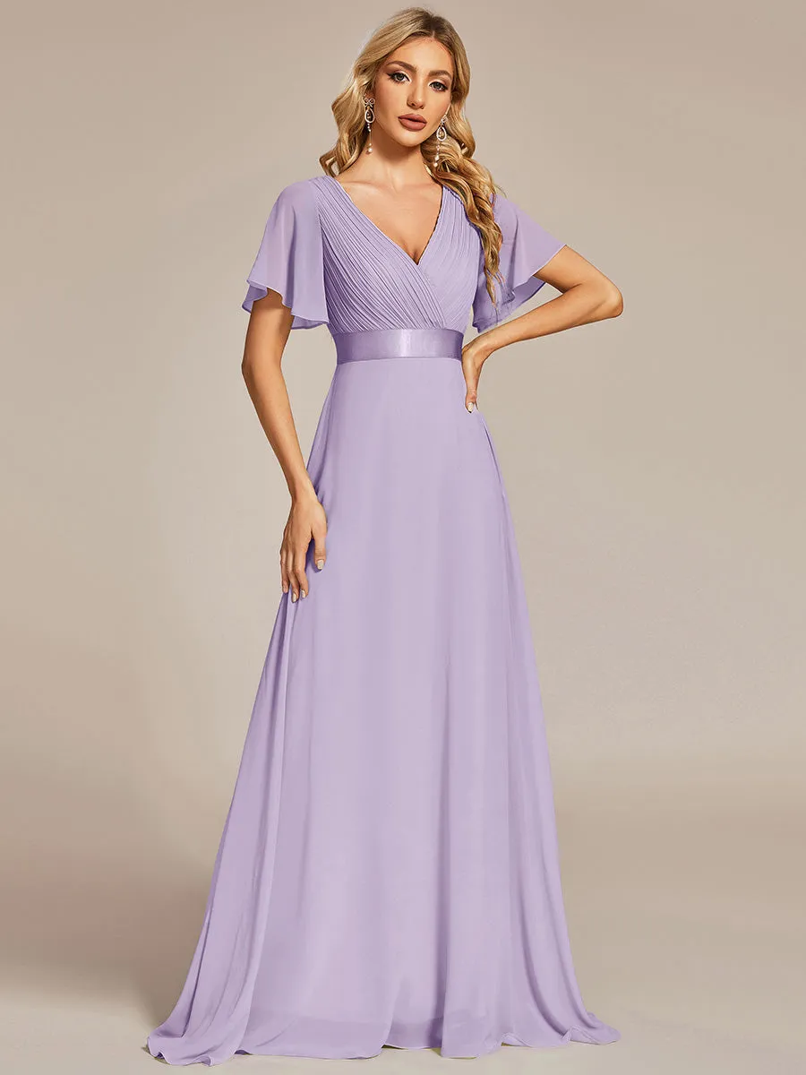 Glamorous Pretty Double V-Neck Ruffles Padded Wholesale Evening Dresses EP09890