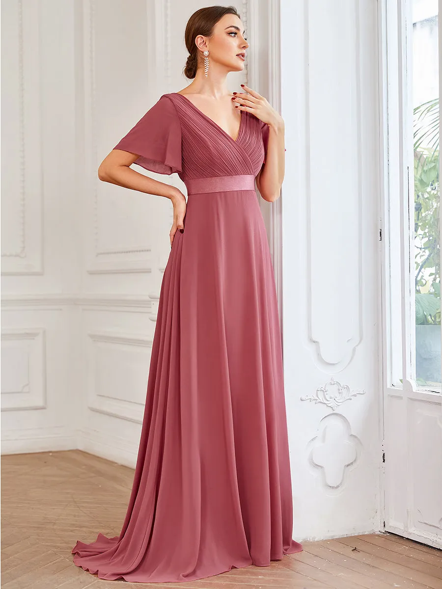 Glamorous Pretty Double V-Neck Ruffles Padded Wholesale Evening Dresses EP09890