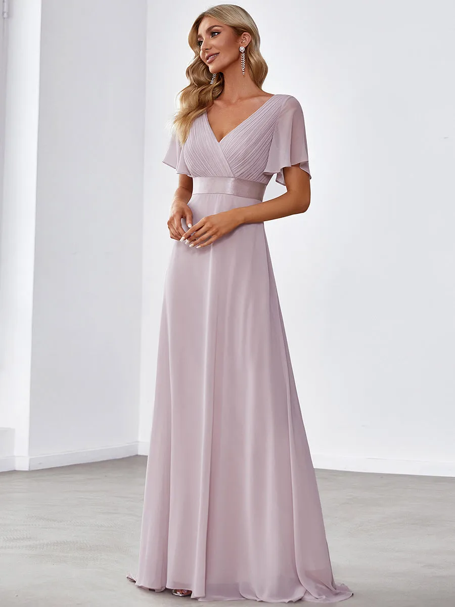 Glamorous Pretty Double V-Neck Ruffles Padded Wholesale Evening Dresses EP09890