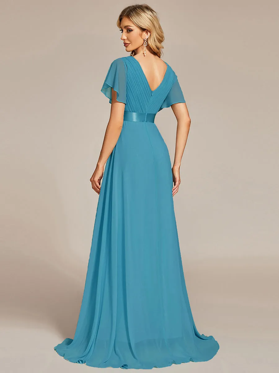 Glamorous Pretty Double V-Neck Ruffles Padded Wholesale Evening Dresses EP09890