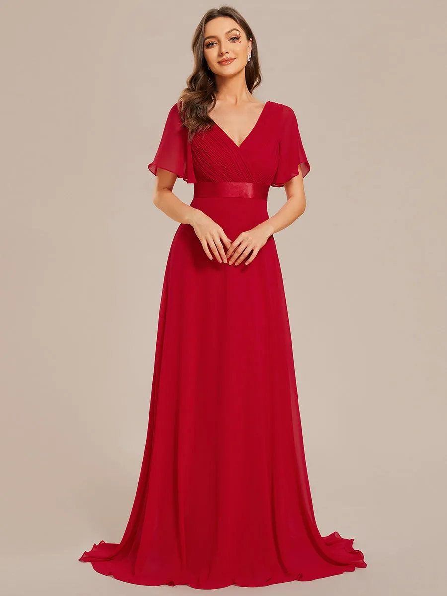 Glamorous Pretty Double V-Neck Ruffles Padded Wholesale Evening Dresses EP09890