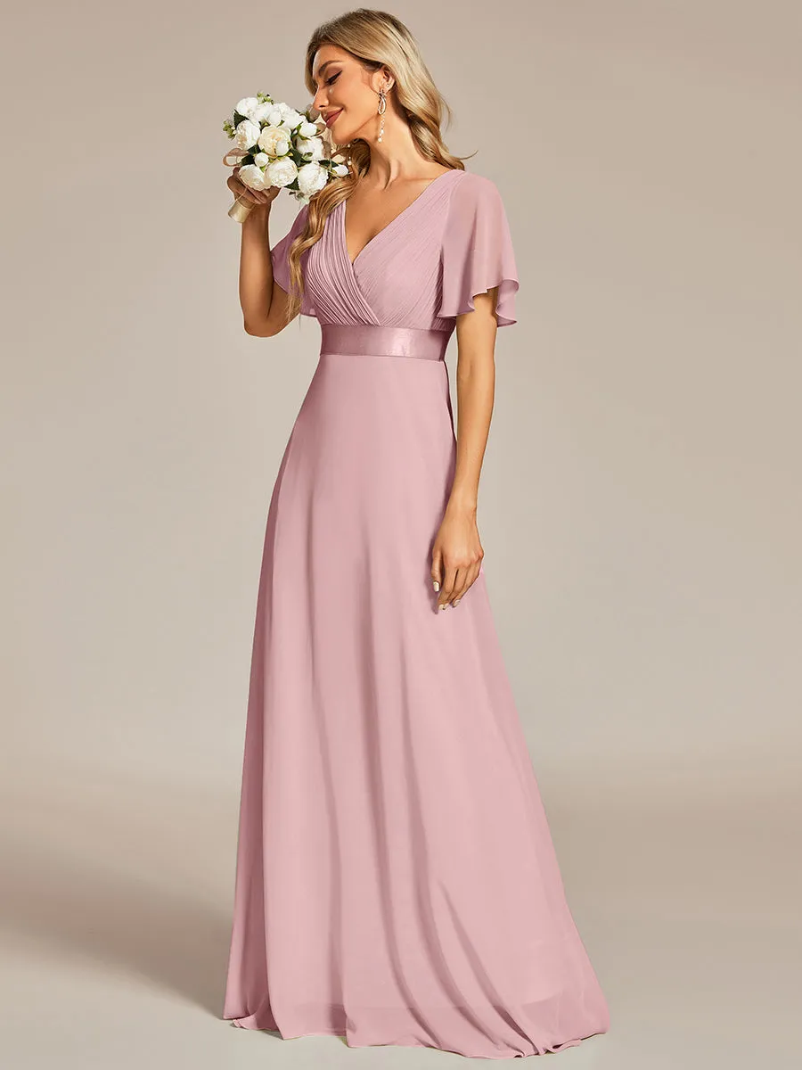 Glamorous Pretty Double V-Neck Ruffles Padded Wholesale Evening Dresses EP09890
