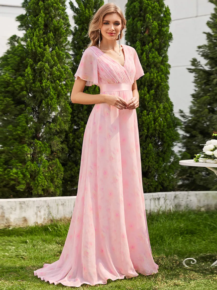 Glamorous Pretty Double V-Neck Ruffles Padded Wholesale Evening Dresses EP09890