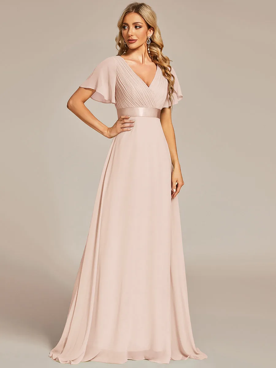Glamorous Pretty Double V-Neck Ruffles Padded Wholesale Evening Dresses EP09890