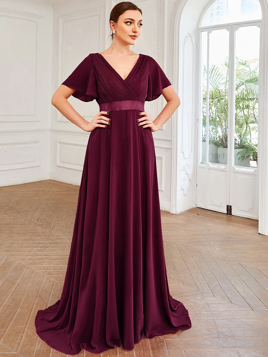 Glamorous Pretty Double V-Neck Ruffles Padded Wholesale Evening Dresses EP09890