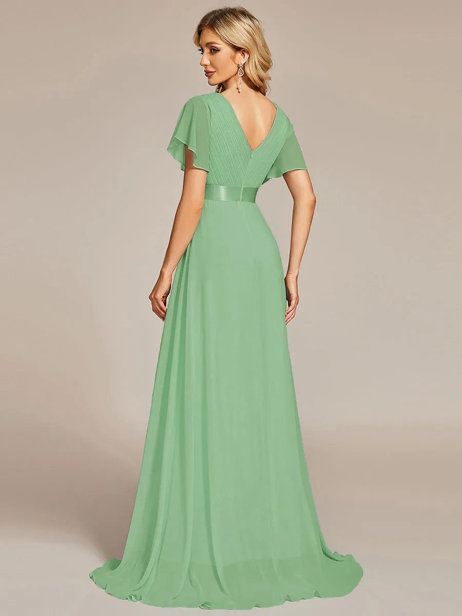 Glamorous Pretty Double V-Neck Ruffles Padded Wholesale Evening Dresses EP09890