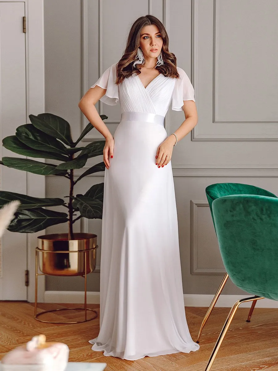 Glamorous Pretty Double V-Neck Ruffles Padded Wholesale Evening Dresses EP09890