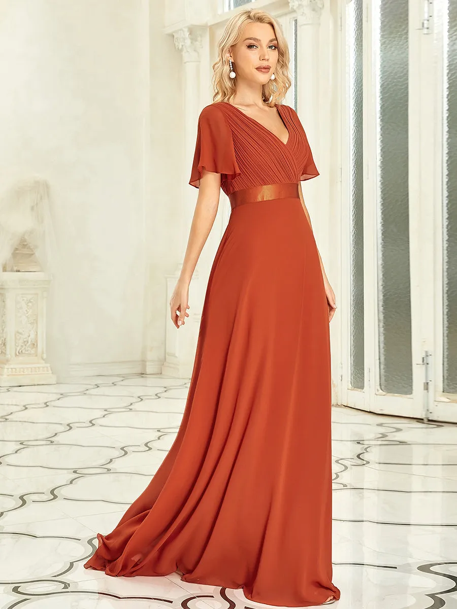 Glamorous Pretty Double V-Neck Ruffles Padded Wholesale Evening Dresses EP09890