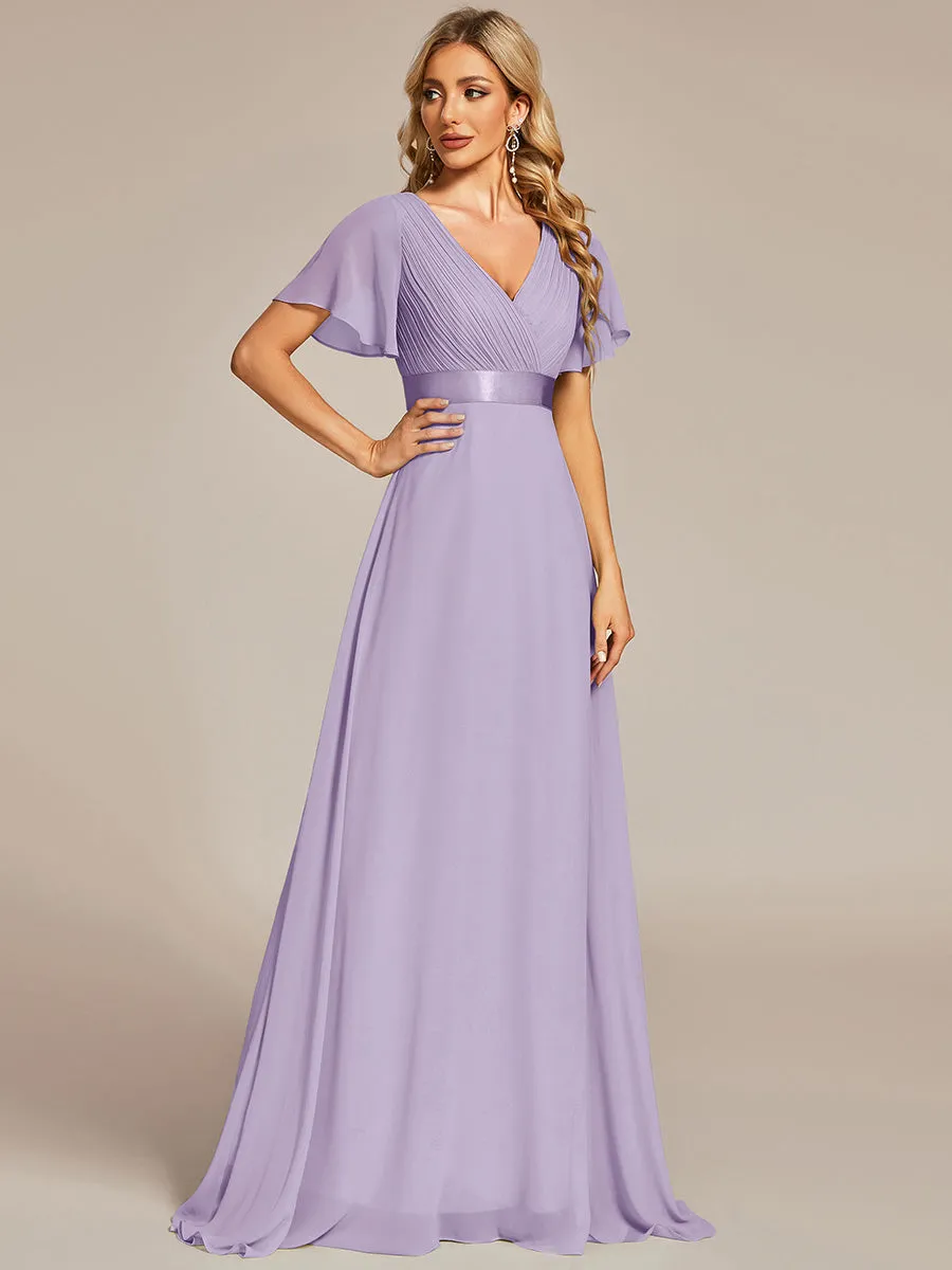 Glamorous Pretty Double V-Neck Ruffles Padded Wholesale Evening Dresses EP09890