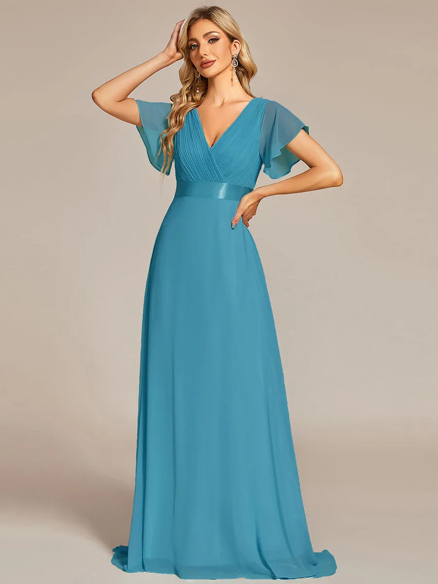 Glamorous Pretty Double V-Neck Ruffles Padded Wholesale Evening Dresses EP09890