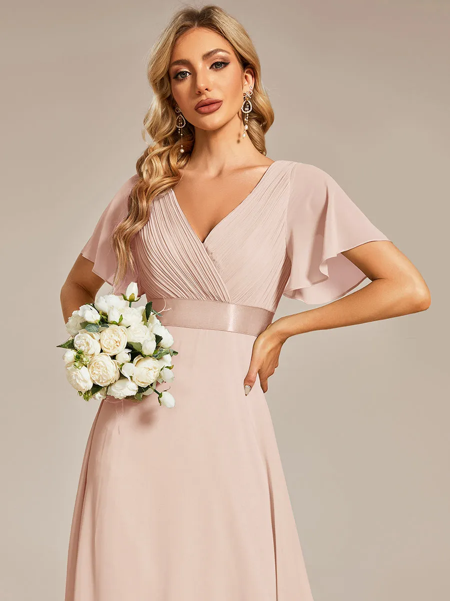 Glamorous Pretty Double V-Neck Ruffles Padded Wholesale Evening Dresses EP09890