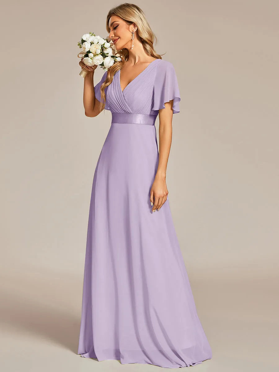 Glamorous Pretty Double V-Neck Ruffles Padded Wholesale Evening Dresses EP09890