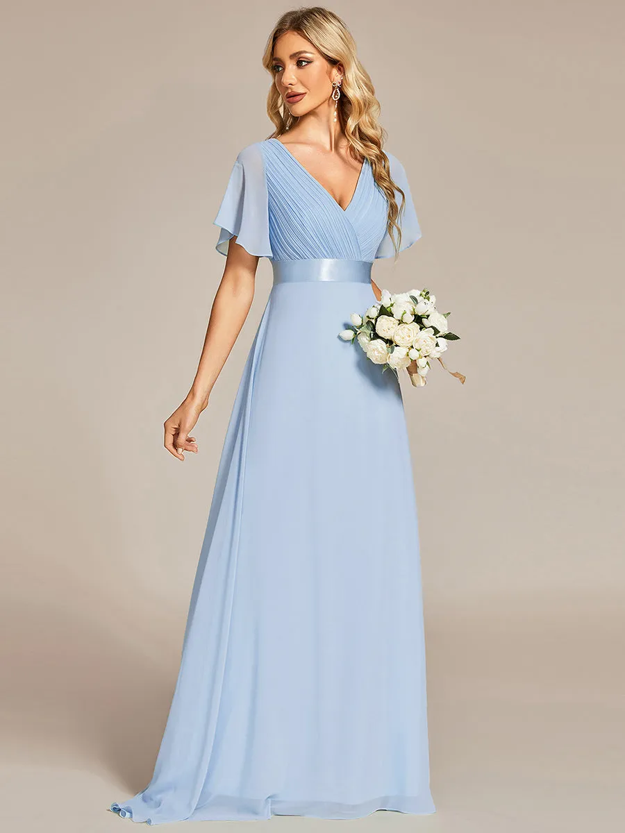 Glamorous Pretty Double V-Neck Ruffles Padded Wholesale Evening Dresses EP09890