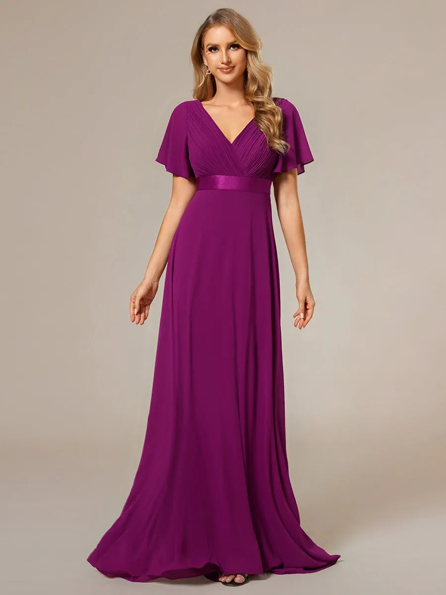 Glamorous Pretty Double V-Neck Ruffles Padded Wholesale Evening Dresses EP09890