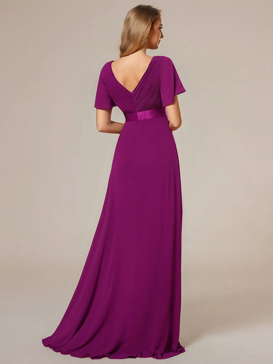 Glamorous Pretty Double V-Neck Ruffles Padded Wholesale Evening Dresses EP09890