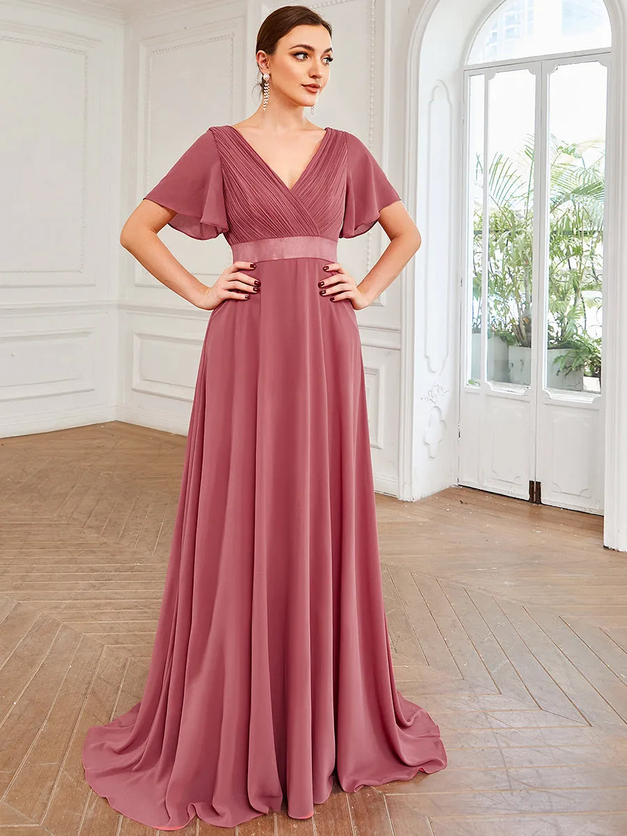 Glamorous Pretty Double V-Neck Ruffles Padded Wholesale Evening Dresses EP09890