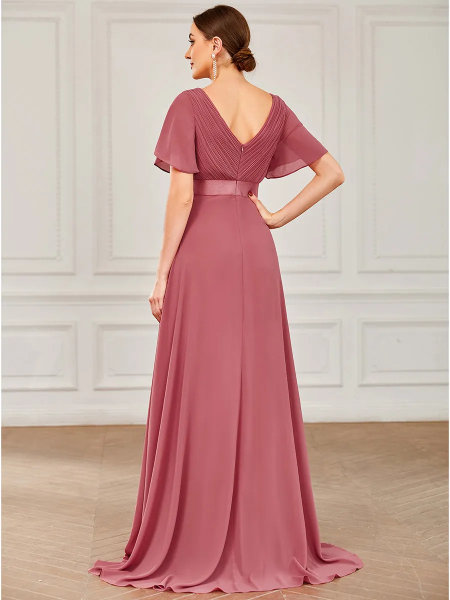 Glamorous Pretty Double V-Neck Ruffles Padded Wholesale Evening Dresses EP09890
