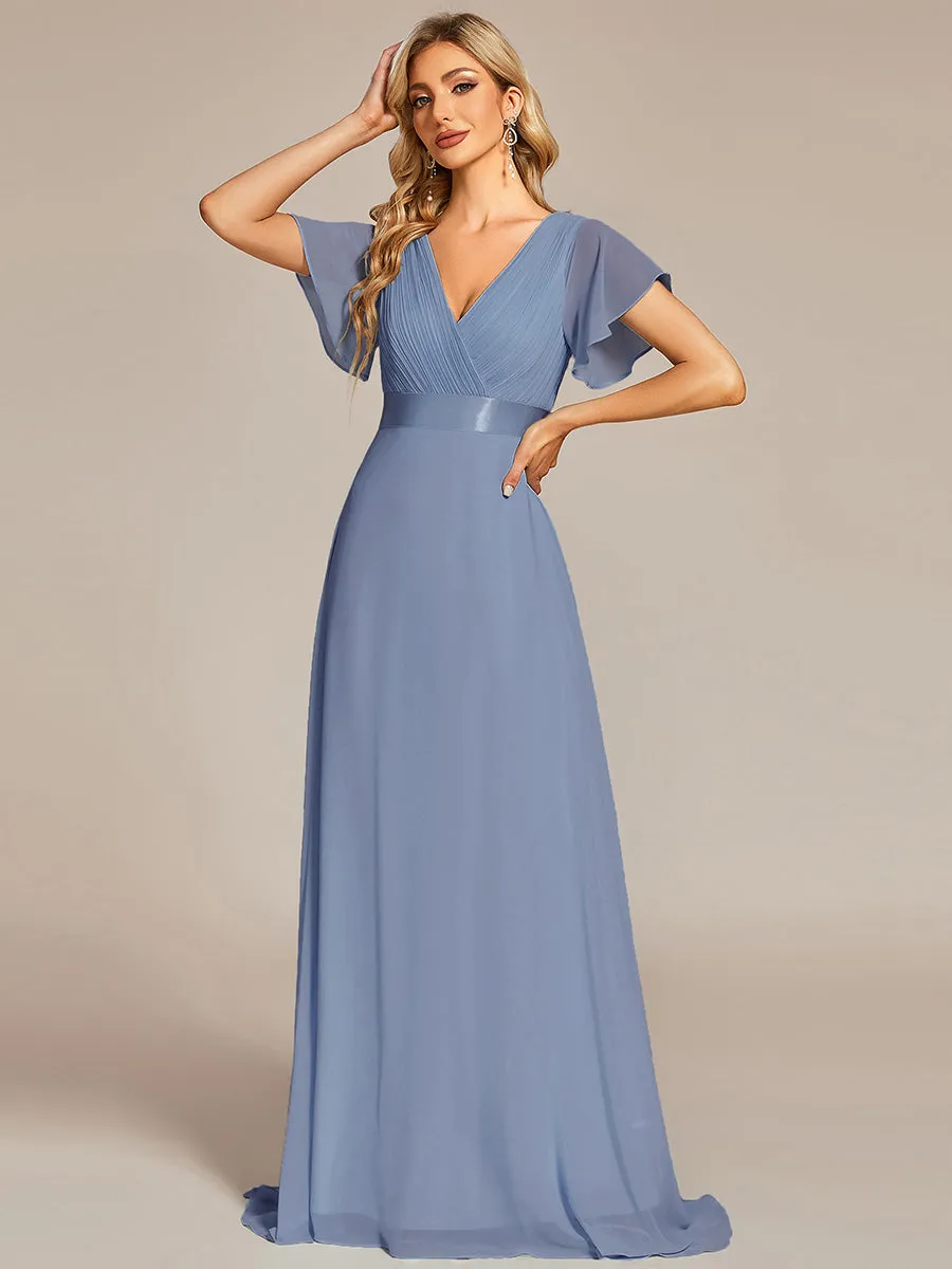 Glamorous Pretty Double V-Neck Ruffles Padded Wholesale Evening Dresses EP09890