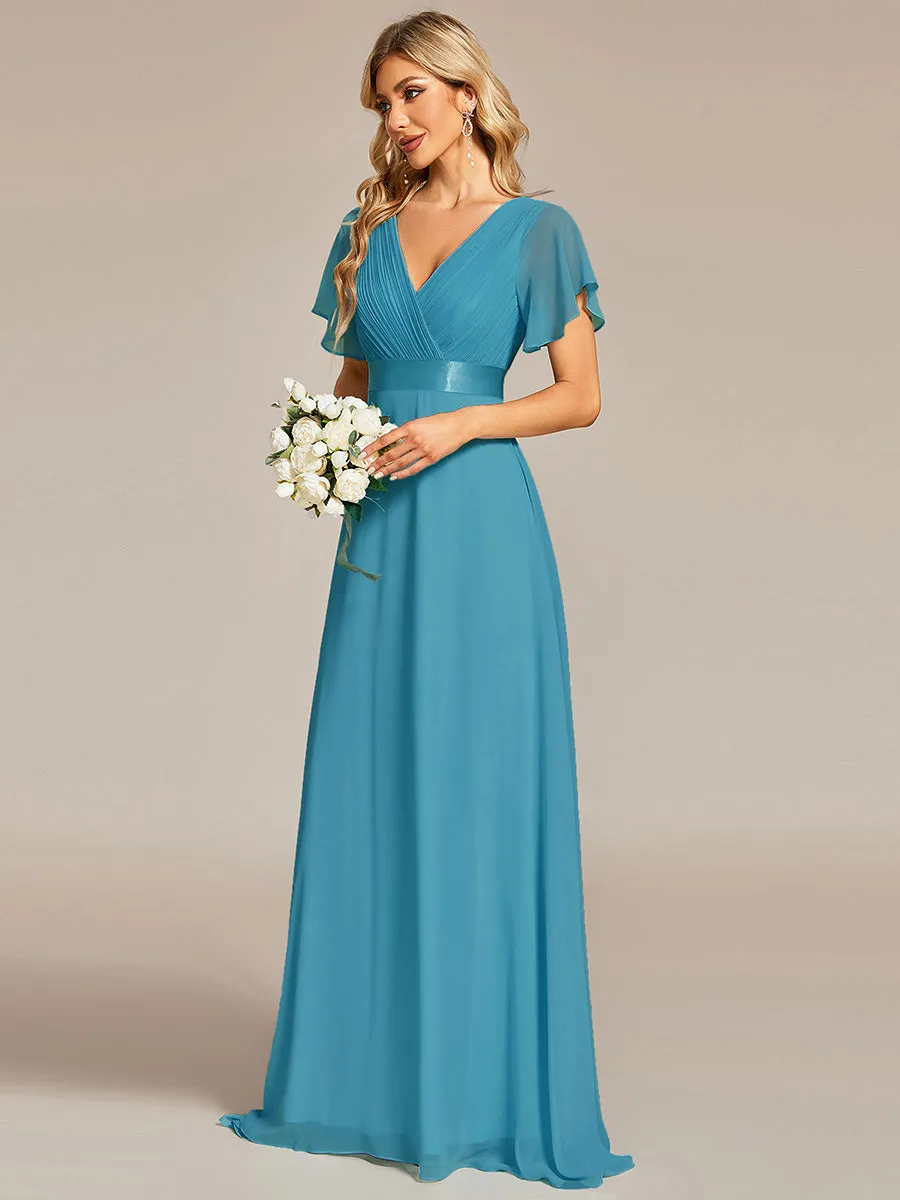 Glamorous Pretty Double V-Neck Ruffles Padded Wholesale Evening Dresses EP09890